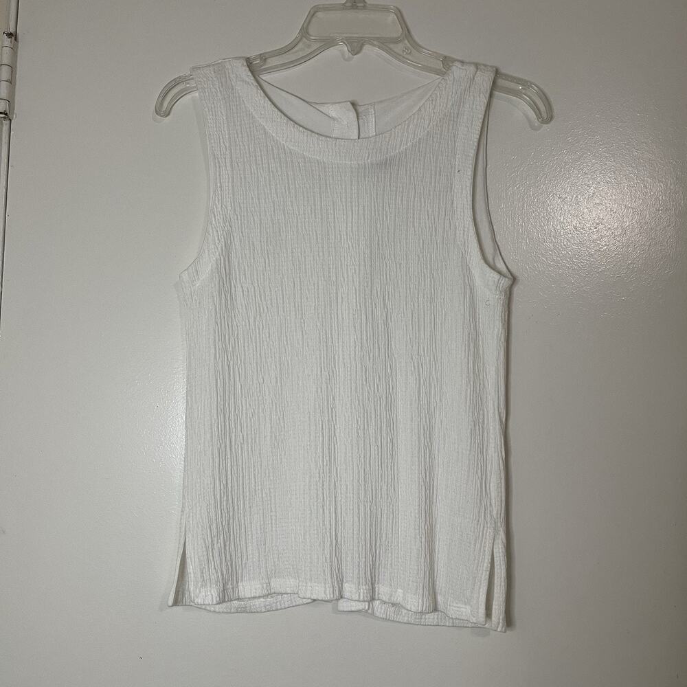 Anthropologie White gauze soft tank top button back size small